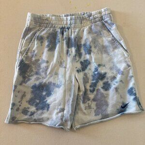 Nike Sportswear Club Fleece Kids Unisex Shorts Large Space Dye Blue Raw Hem